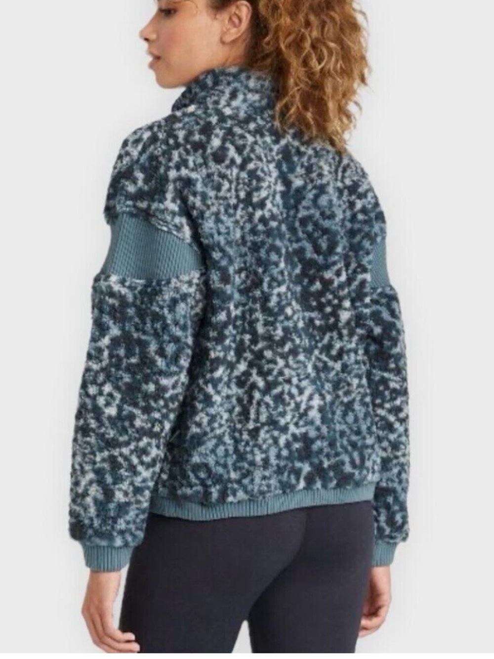 JoyLab Teal & Navy Sherpa Half-Zip Pullover size Small Great condition - Picture 2 of 8